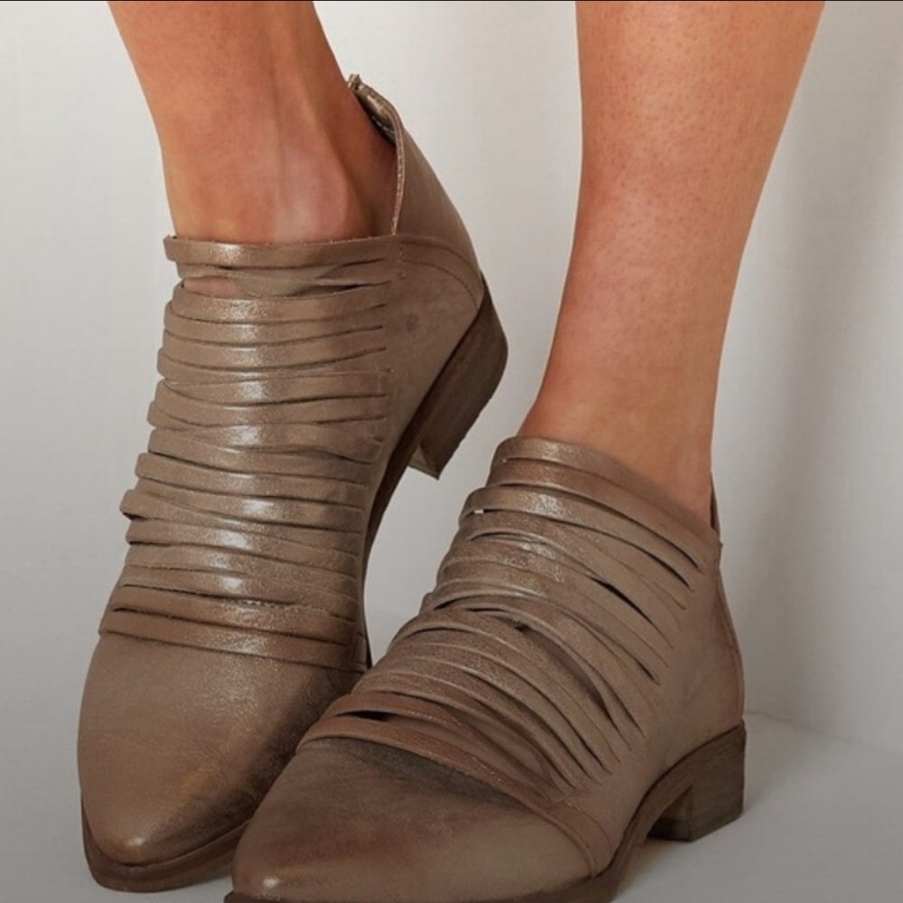 Free People Lost Valley Laser Cut Booties Metallic